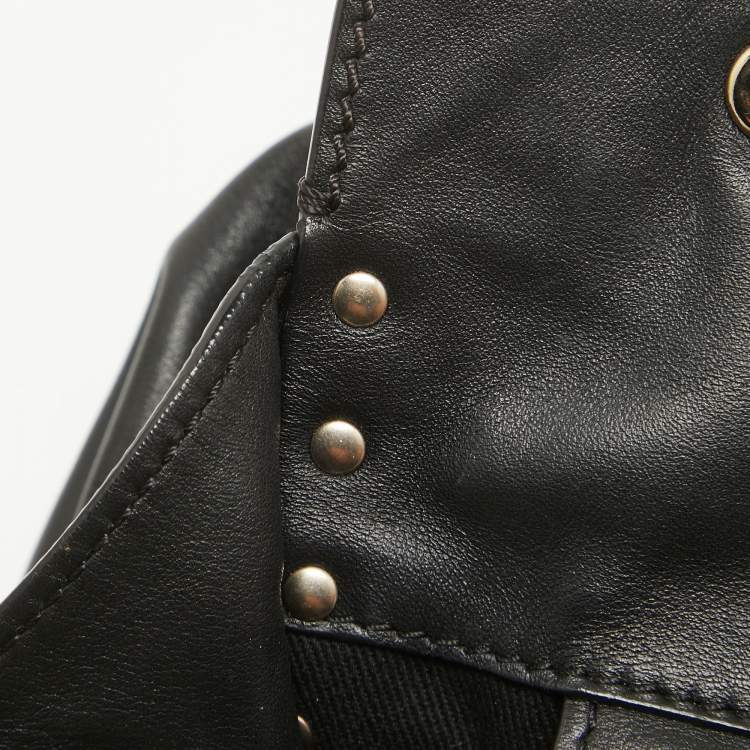 Pre Owned Valentino Black Leather Small Rockstud Trapeze Tote