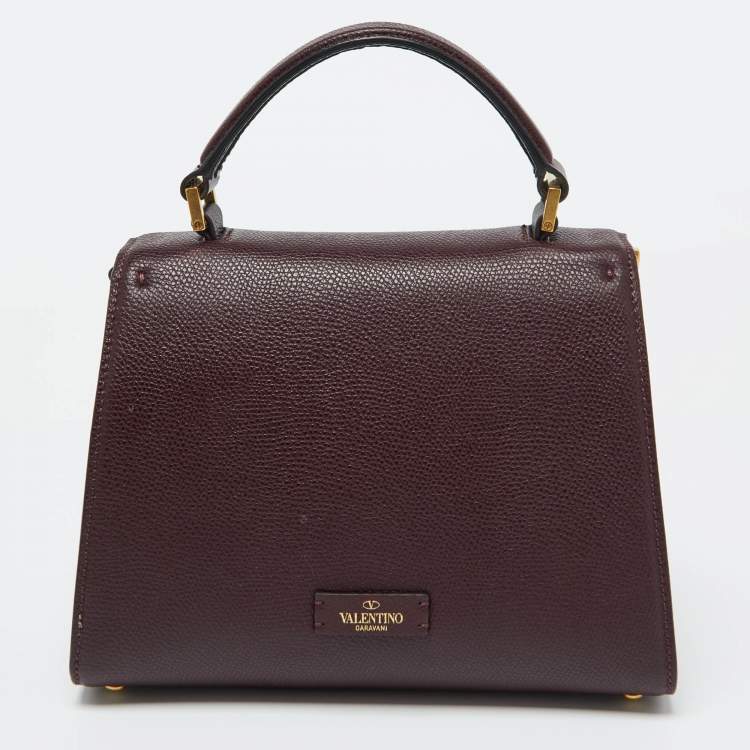 Pre Owned Valentino Burgundy Leather Small VSLING Top Handle Bag