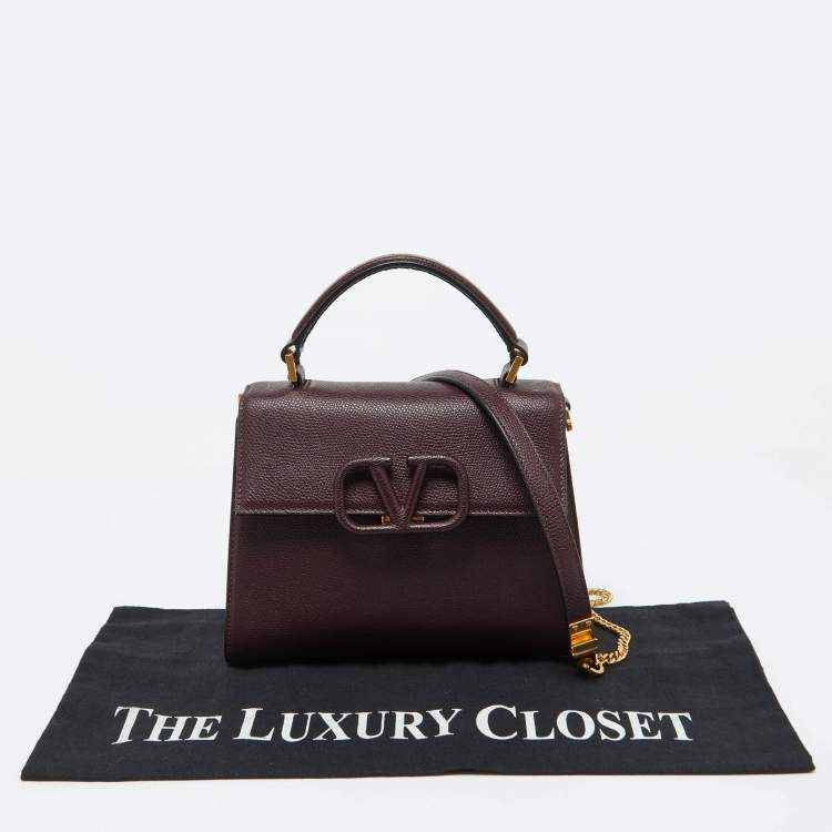 Pre Owned Valentino Burgundy Leather Small VSLING Top Handle Bag