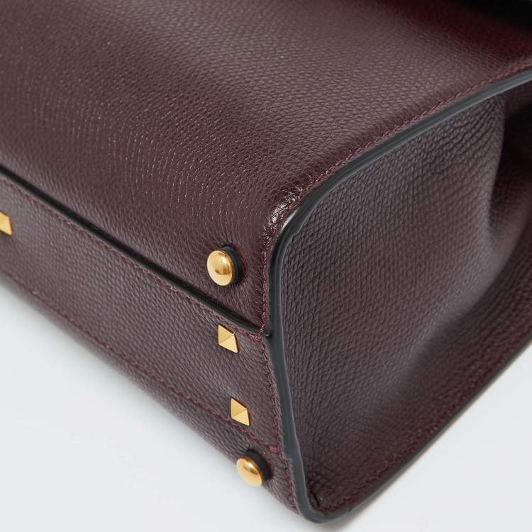 Pre Owned Valentino Burgundy Leather Small VSLING Top Handle Bag