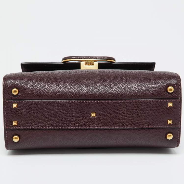 Pre Owned Valentino Burgundy Leather Small VSLING Top Handle Bag