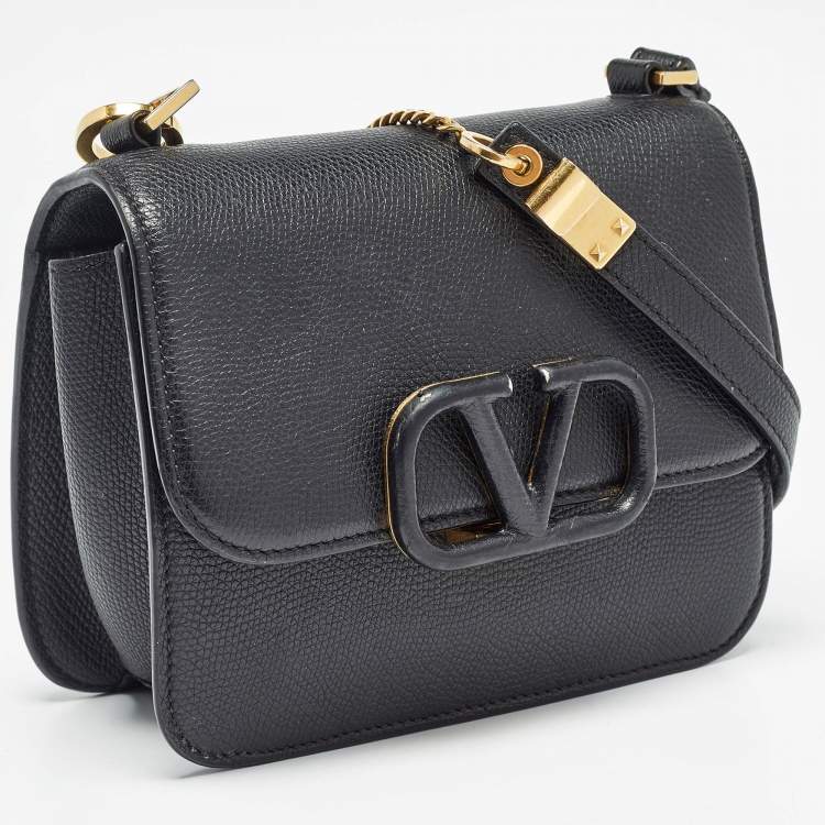 Pre Owned Valentino Black Leather Small VSling Shoulder Bag