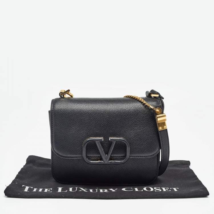 Pre Owned Valentino Black Leather Small VSling Shoulder Bag