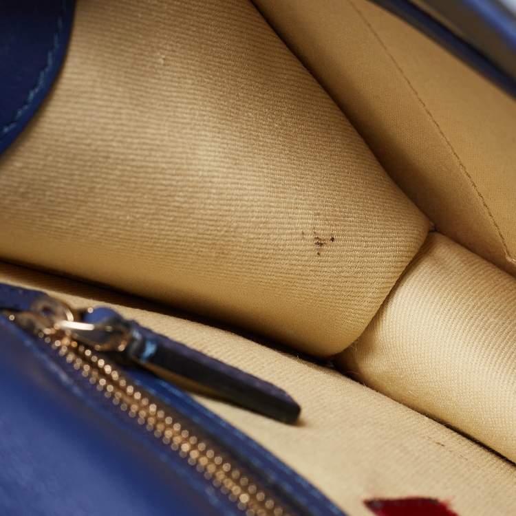 Pre Owned Valentino Blue Leather Medium Rockstud Glam Lock Flap Bag