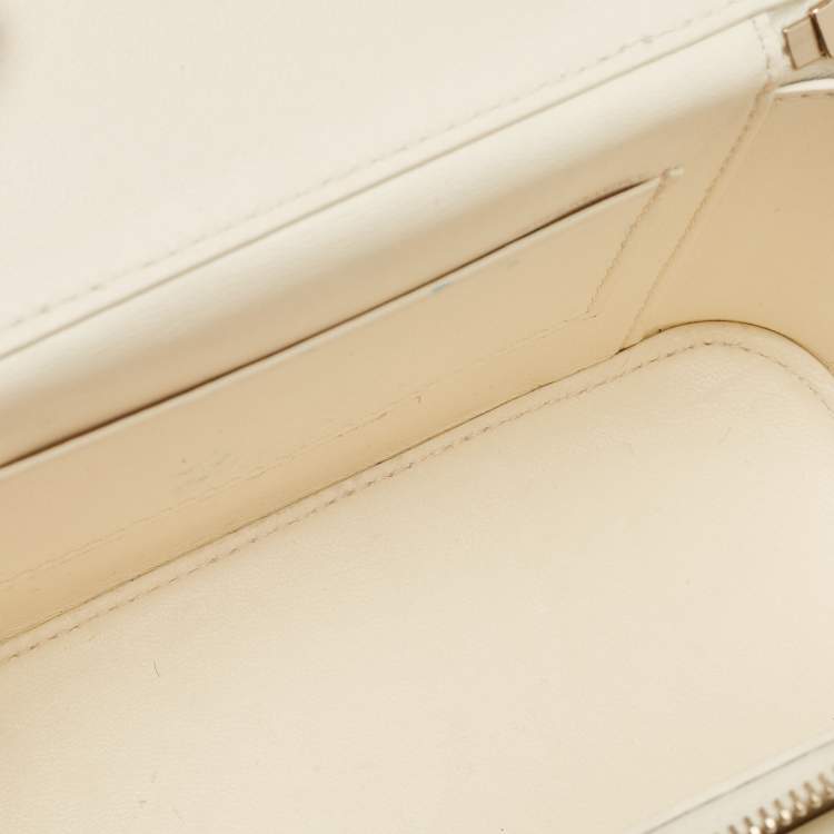 Pre Owned Valentino Off White Leather Locò Vanity Case Top Handle Bag