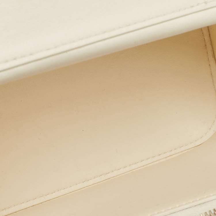Pre Owned Valentino Off White Leather Locò Vanity Case Top Handle Bag