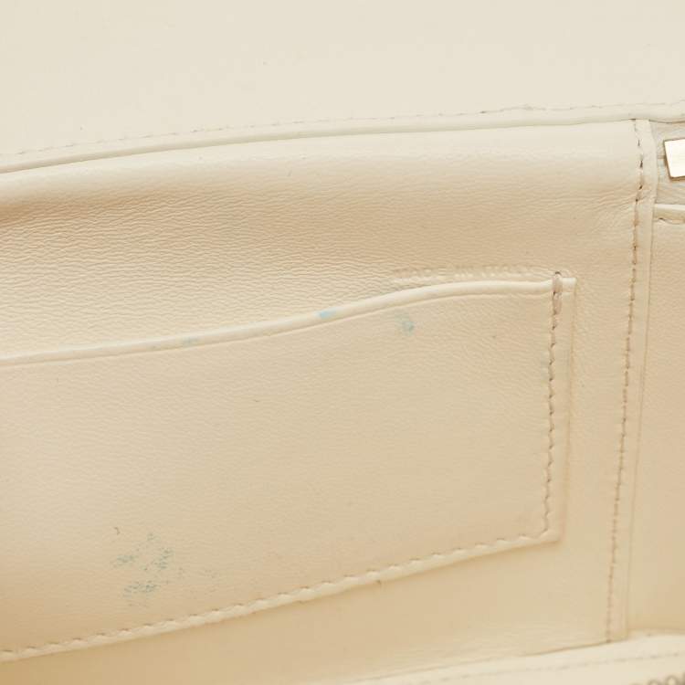 Pre Owned Valentino Off White Leather Locò Vanity Case Top Handle Bag