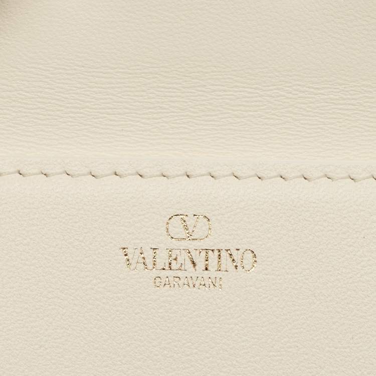 Pre Owned Valentino Off White Leather Locò Vanity Case Top Handle Bag