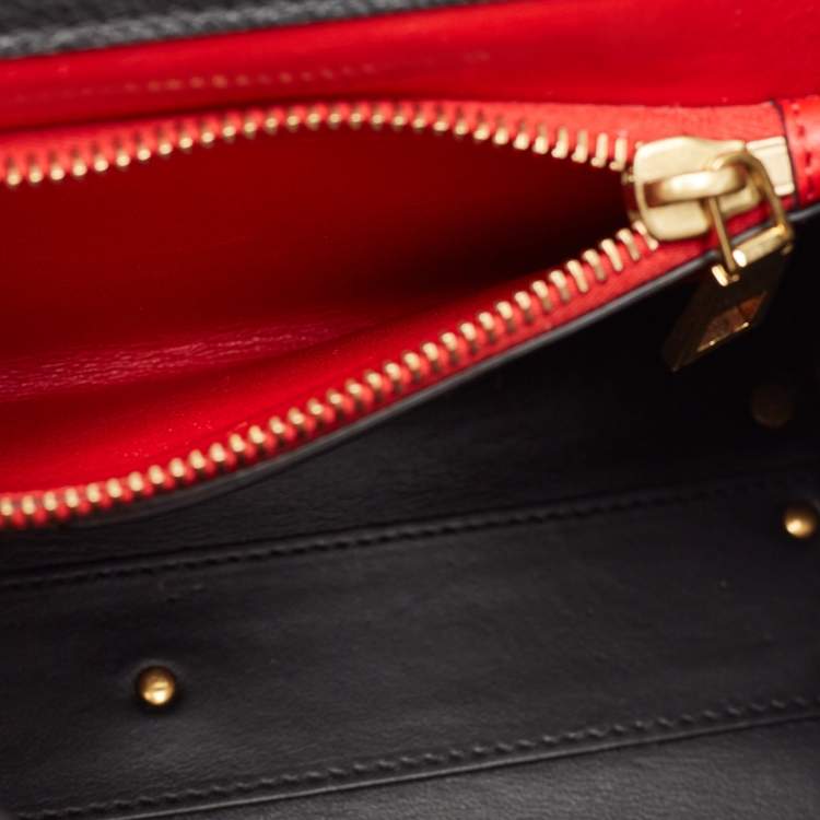 Pre Owned Valentino Black Leather Small VSling Top Handle Bag