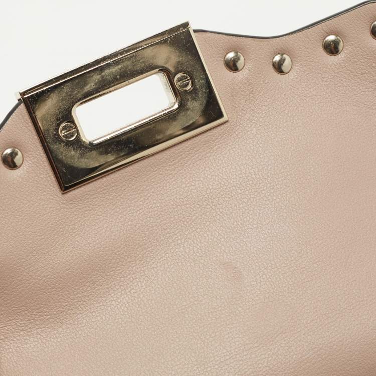 Pre Owned Valentino Beige Leather Mini Rockstud Shoulder Bag