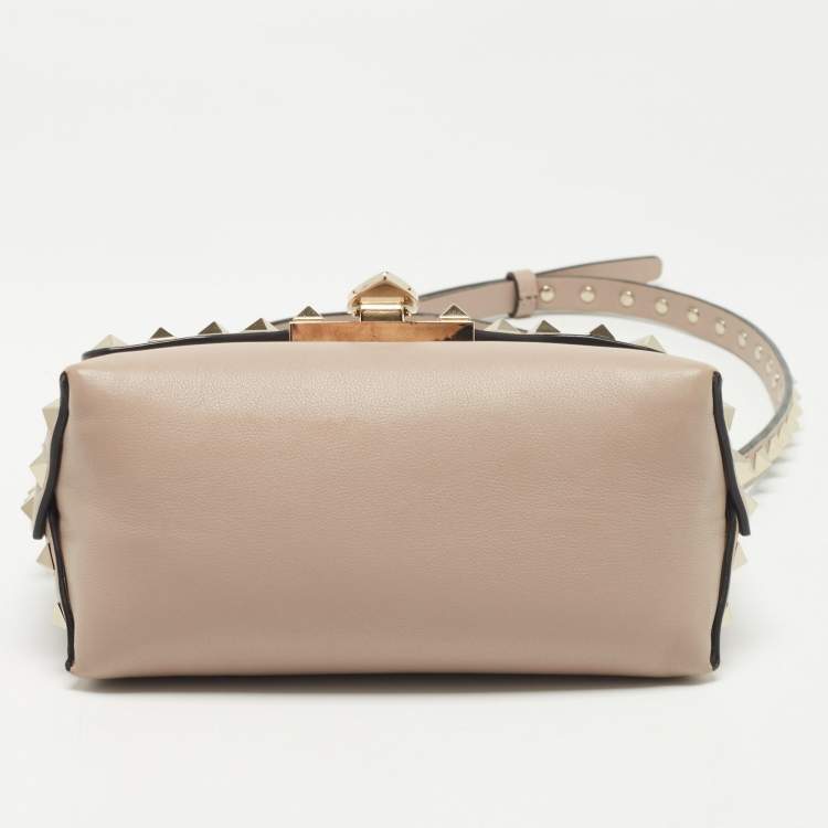 Pre Owned Valentino Beige Leather Mini Rockstud Shoulder Bag