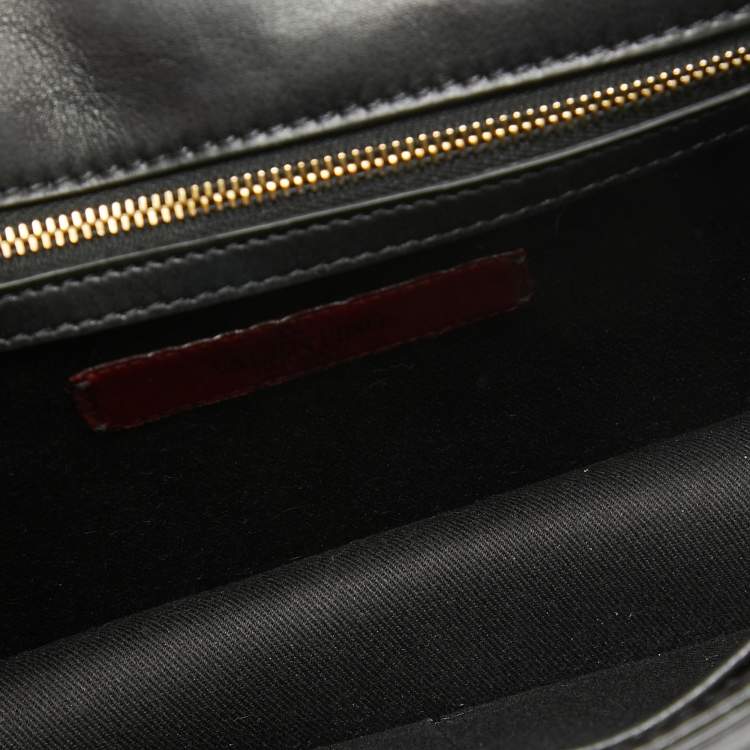 Pre Owned Valentino Black Leather Medium Rockstud Glam Lock Flap Bag