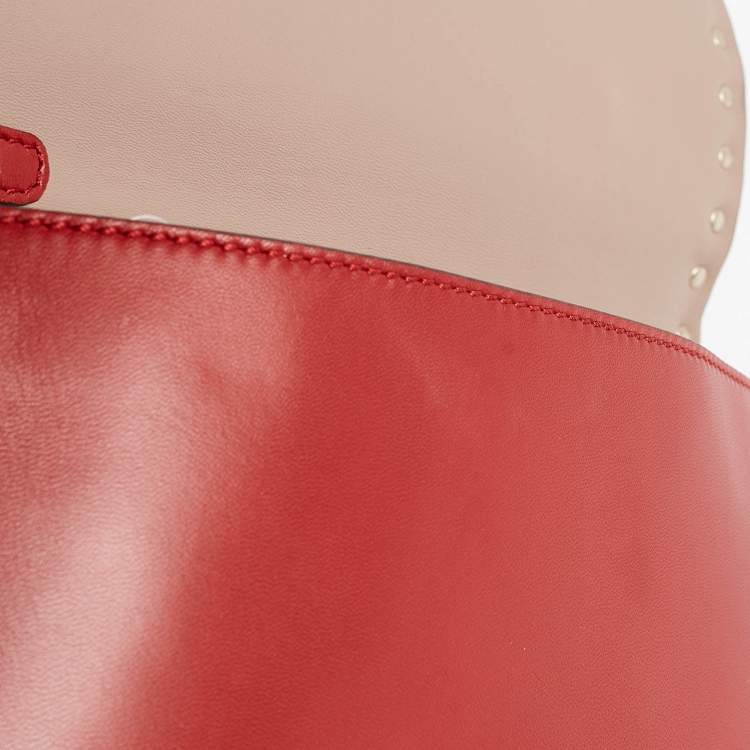 Pre Owned Valentino Red Leather Rockstud Flap Wristlet Clutch