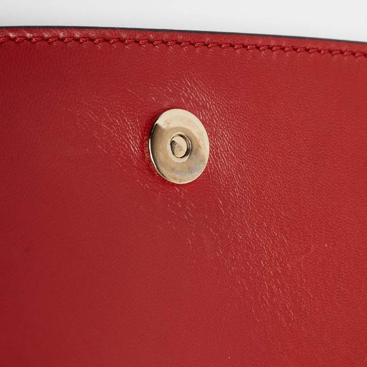 Pre Owned Valentino Red Leather Rockstud Flap Wristlet Clutch