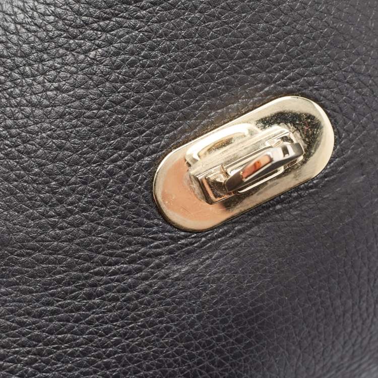 Pre Owned Valentino Black Leather Rockstud Flap Crossbody Bag