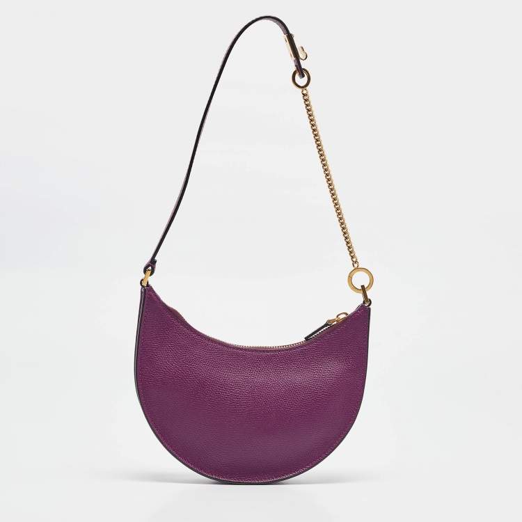 Pre Owned Valentino Purple Leather Mini VLogo Signature Hobo