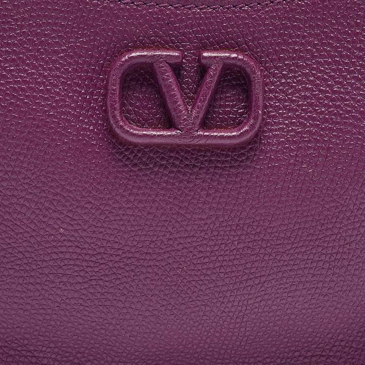 Pre Owned Valentino Purple Leather Mini VLogo Signature Hobo
