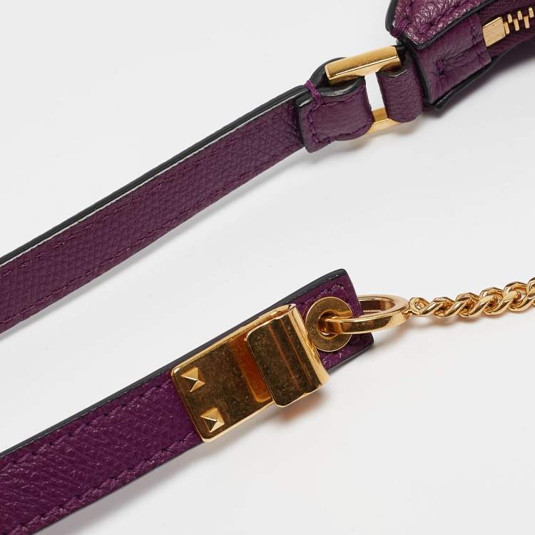 Pre Owned Valentino Purple Leather Mini VLogo Signature Hobo