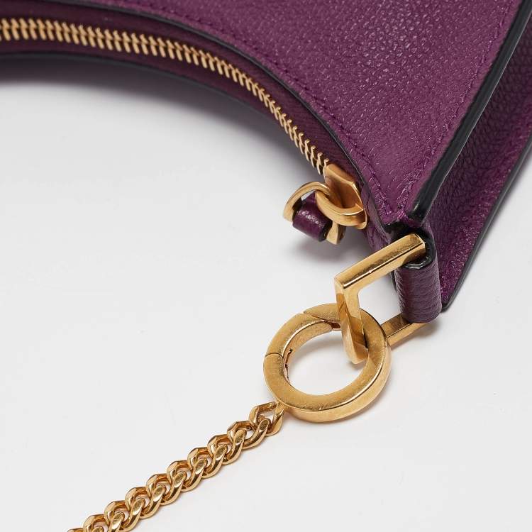 Pre Owned Valentino Purple Leather Mini VLogo Signature Hobo