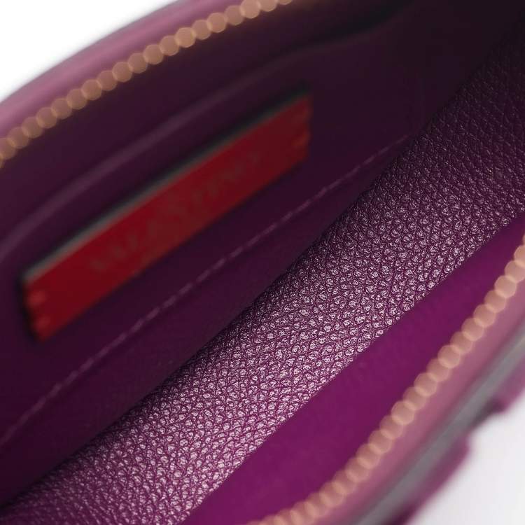 Pre Owned Valentino Purple Leather Mini VLogo Signature Hobo
