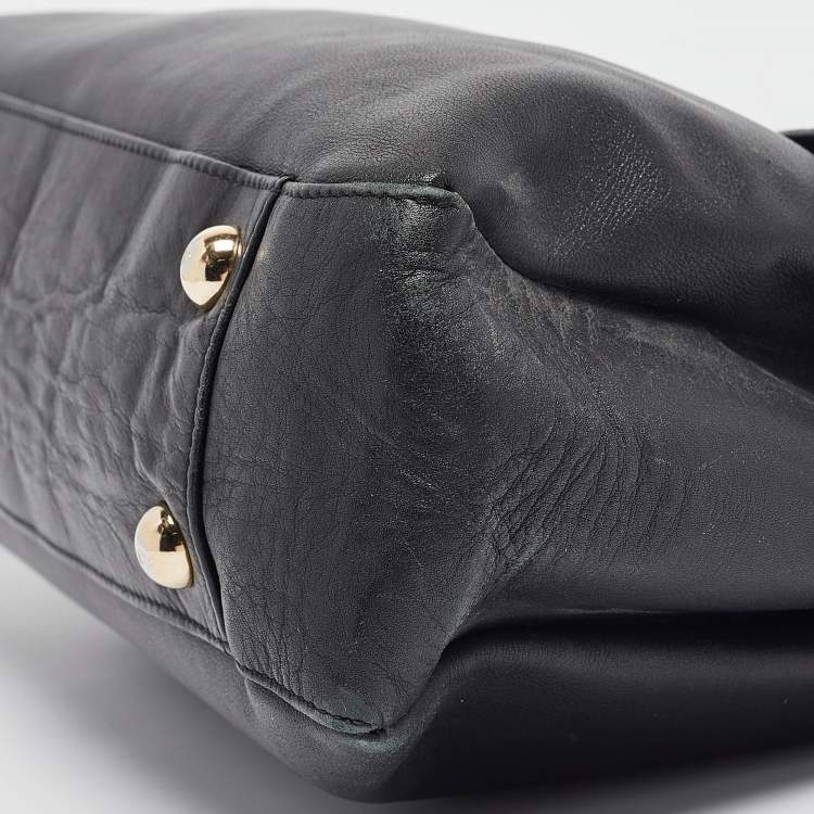 Pre Owned Valentino Black Leather Bow Top Handle Bag