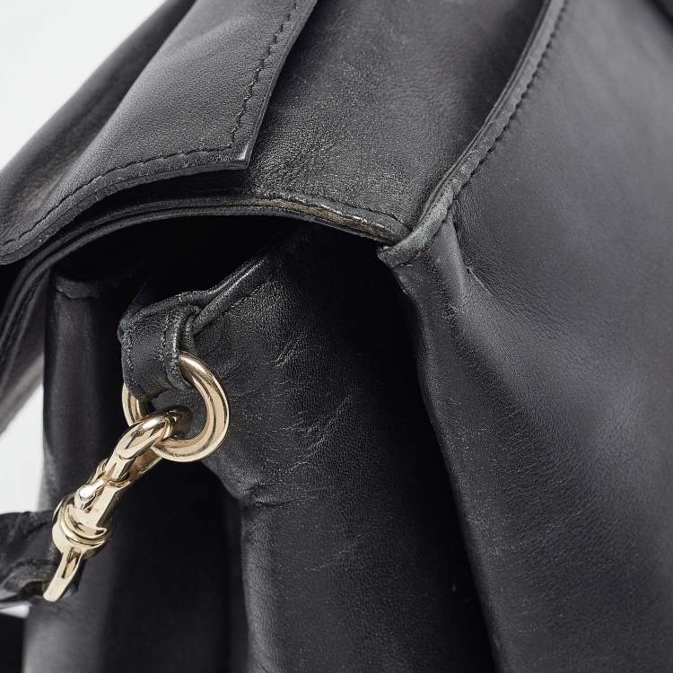 Pre Owned Valentino Black Leather Bow Top Handle Bag