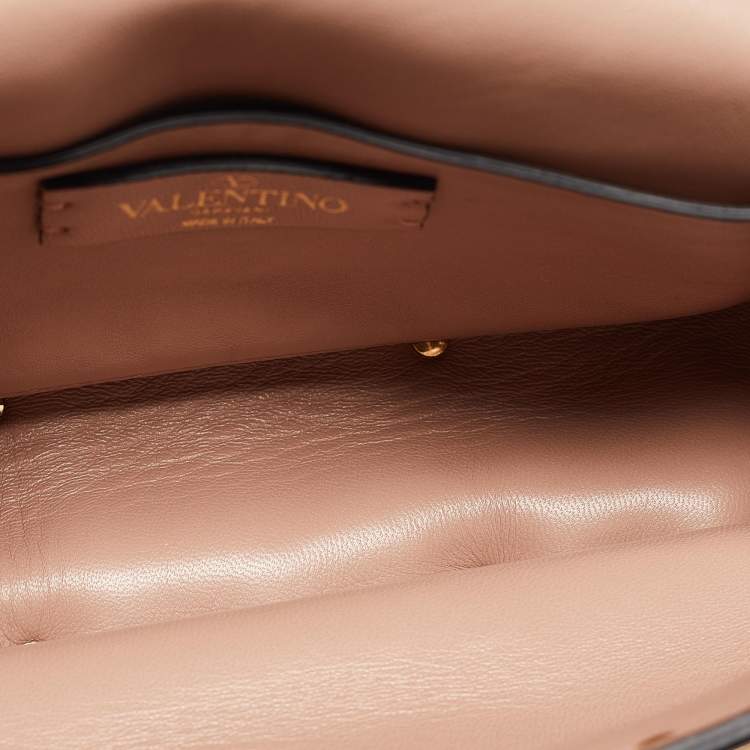 Pre Owned Valentino Dusty Pink Leather Small Roman Stud Chain Mail Shoulder Bag