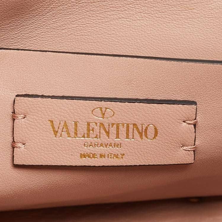 Pre Owned Valentino Dusty Pink Leather Small Roman Stud Chain Mail Shoulder Bag