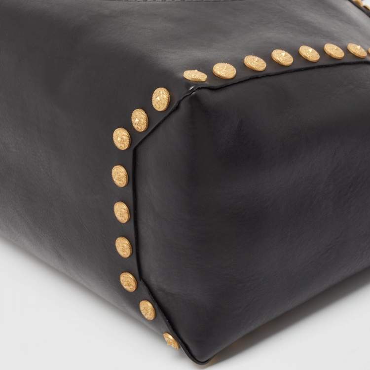 Pre Owned Valentino Black Leather Gryphon Zodiac Studded Tote