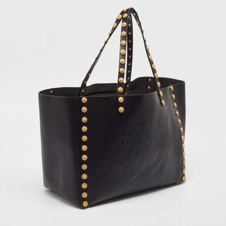 Pre Owned Valentino Black Leather Gryphon Zodiac Studded Tote