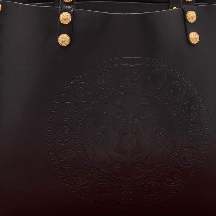 Pre Owned Valentino Black Leather Gryphon Zodiac Studded Tote