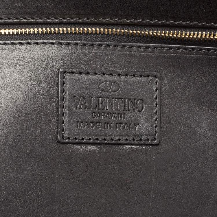 Pre Owned Valentino Black Leather Gryphon Zodiac Studded Tote