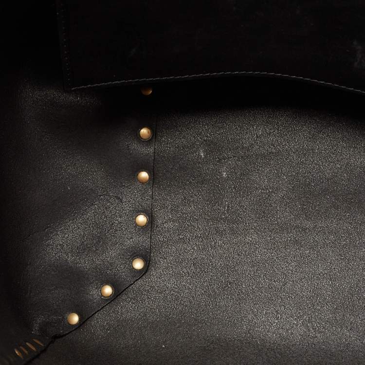 Pre Owned Valentino Black Leather Gryphon Zodiac Studded Tote