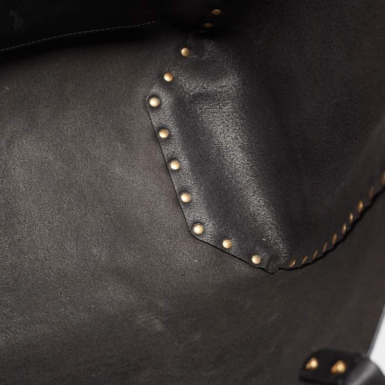 Pre Owned Valentino Black Leather Gryphon Zodiac Studded Tote