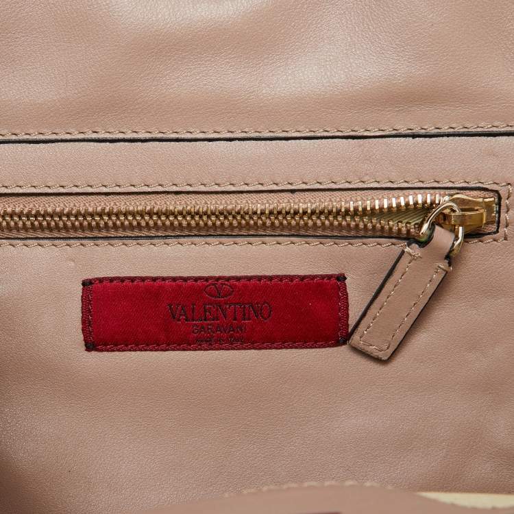 Pre Owned Valentino Pink Leather Medium Rockstud Trapeze Tote