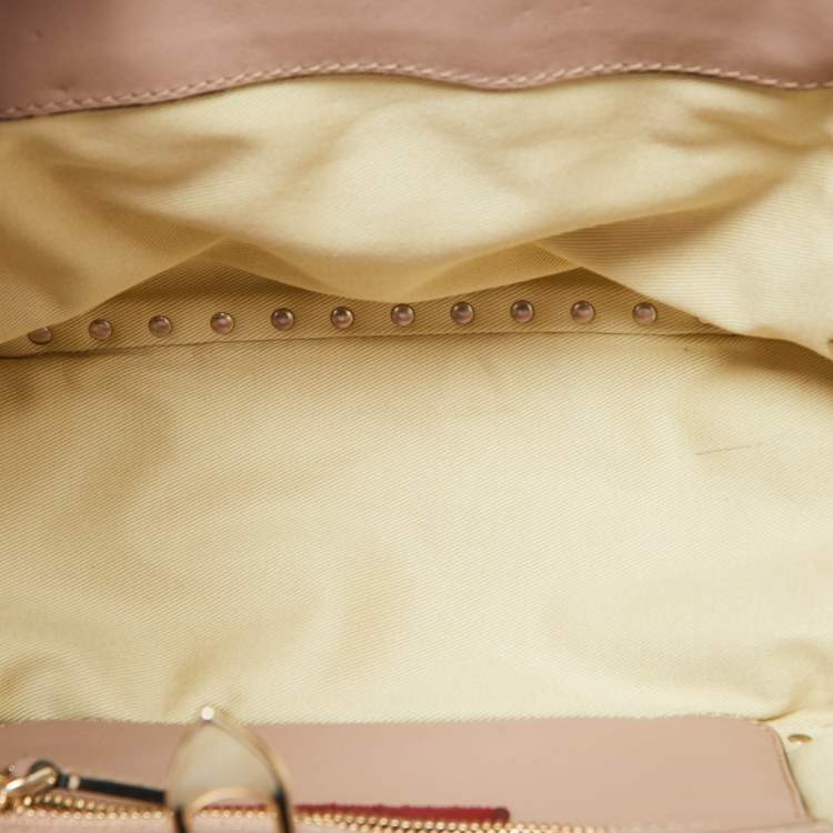 Pre Owned Valentino Pink Leather Medium Rockstud Trapeze Tote