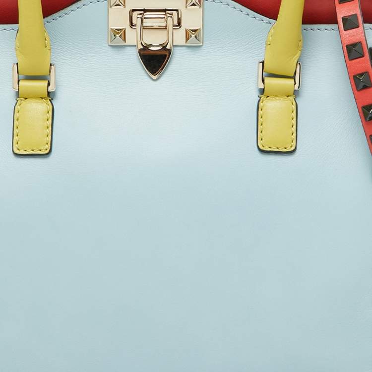 Pre Owned Valentino Multicolor Leather Medium Rockstud Trapeze Tote