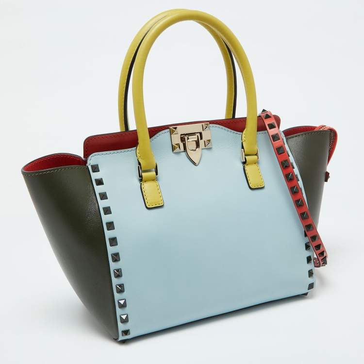 Pre Owned Valentino Multicolor Leather Medium Rockstud Trapeze Tote