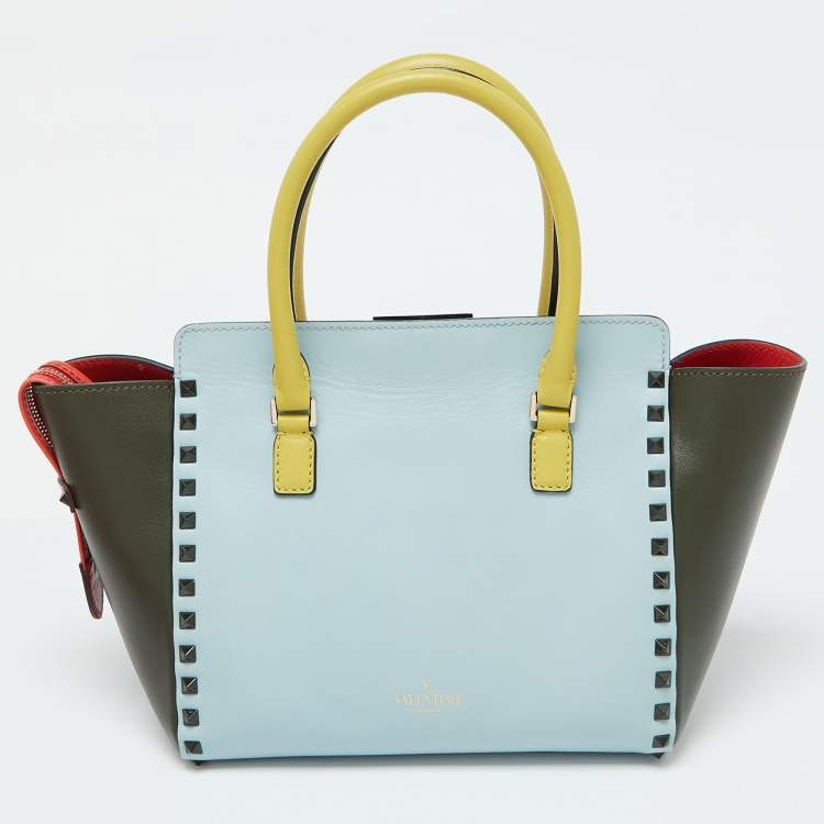 Pre Owned Valentino Multicolor Leather Medium Rockstud Trapeze Tote