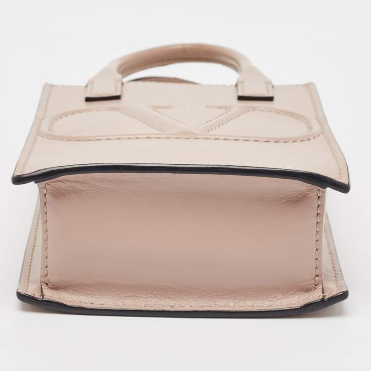 Pre Owned Valentino Beige Leather Mini VLogo Tote