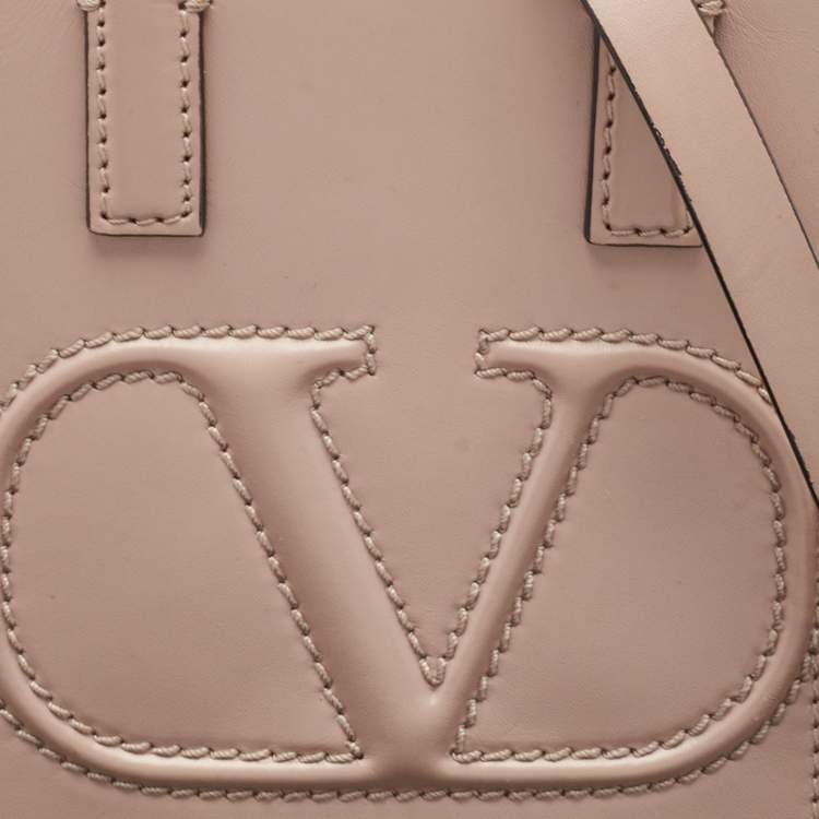 Pre Owned Valentino Beige Leather Mini VLogo Tote