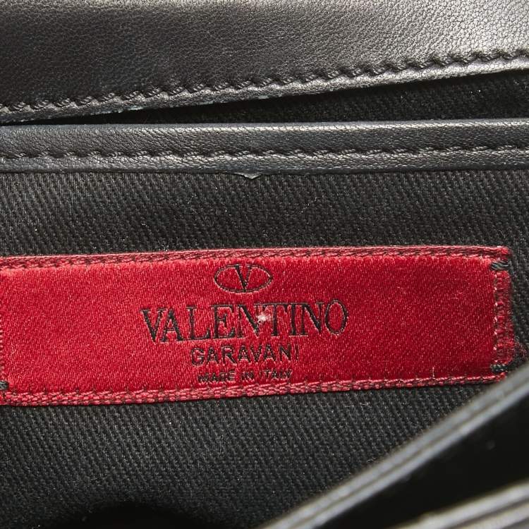 Pre Owned Valentino Black Leather Rockstud Va Va Voom Chain Clutch