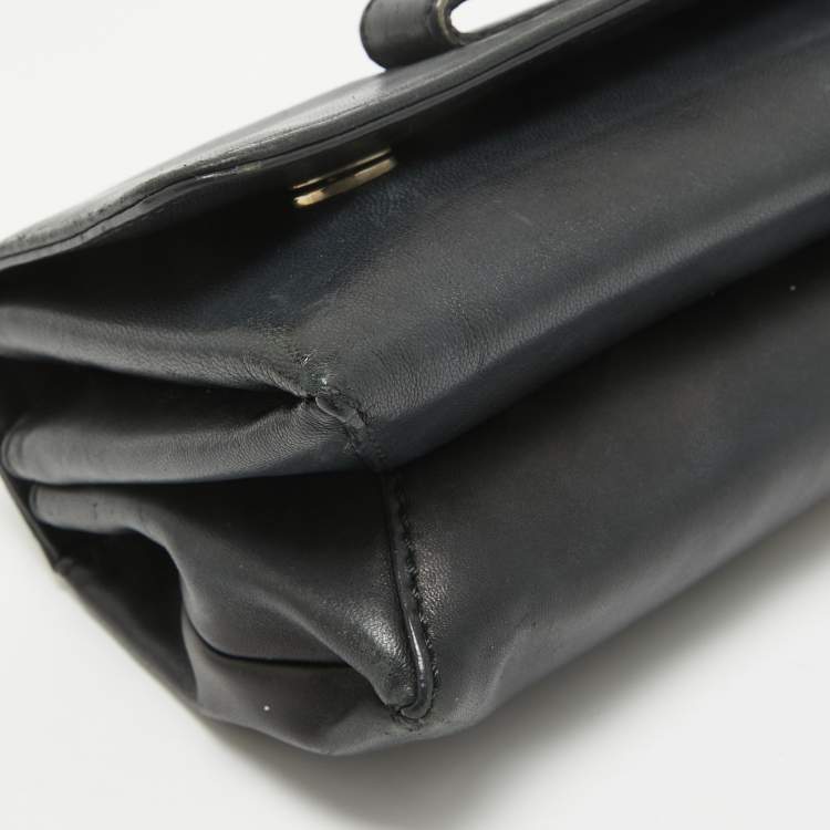 Pre Owned Valentino Black Leather Rockstud Va Va Voom Chain Clutch