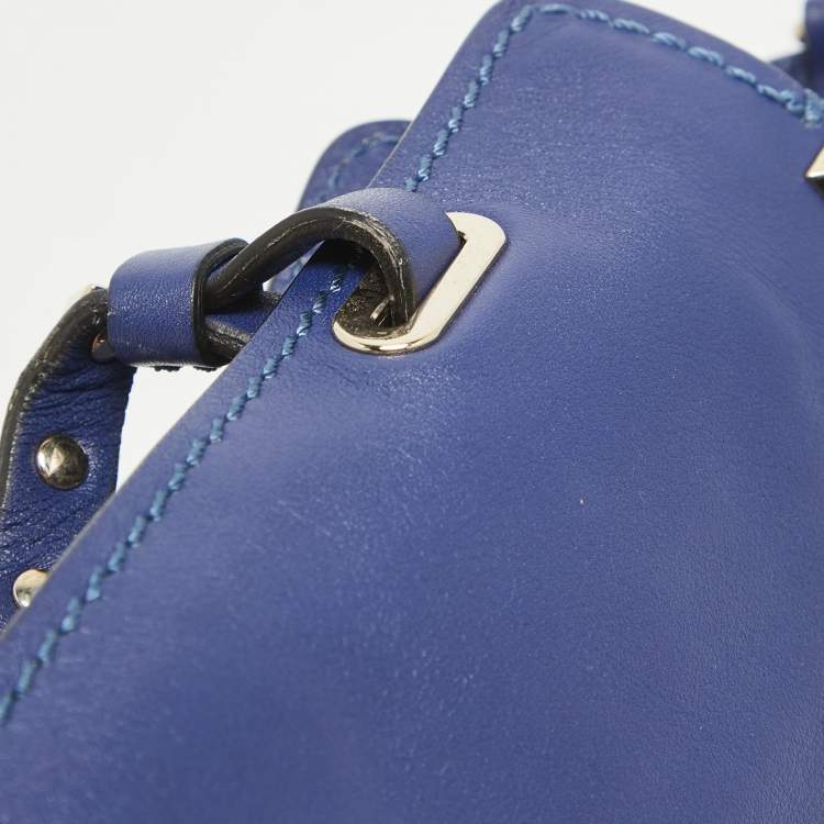 Pre Owned Valentino Blue Leather Small Rockstud Trapeze Tote
