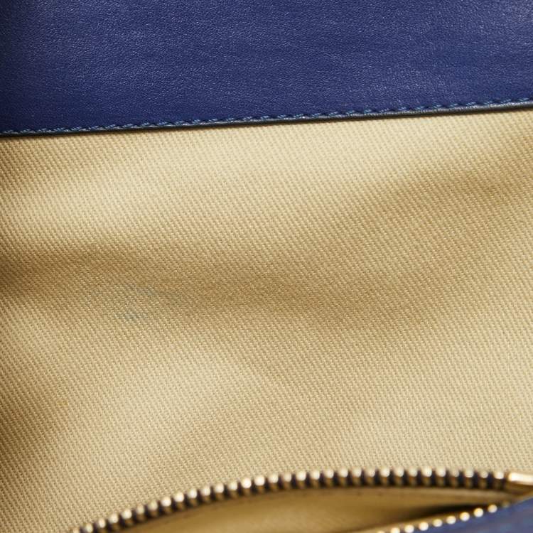 Pre Owned Valentino Blue Leather Small Rockstud Trapeze Tote
