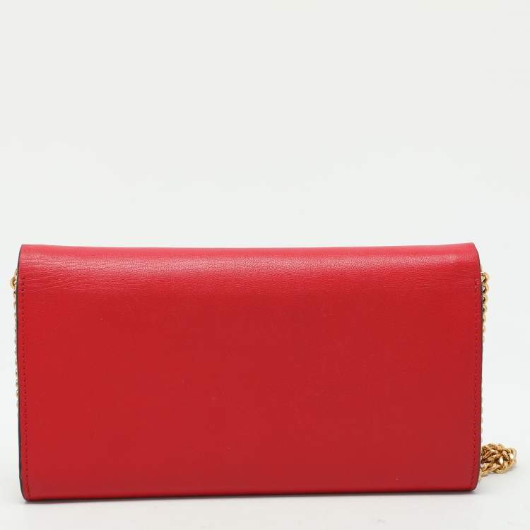 Pre Owned Valentino Red Leather VRing Shoulder Bag