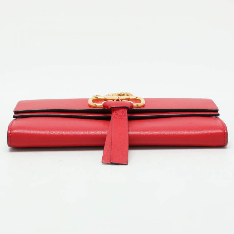 Pre Owned Valentino Red Leather VRing Shoulder Bag