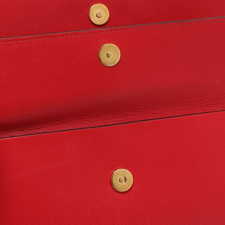 Pre Owned Valentino Red Leather VRing Shoulder Bag