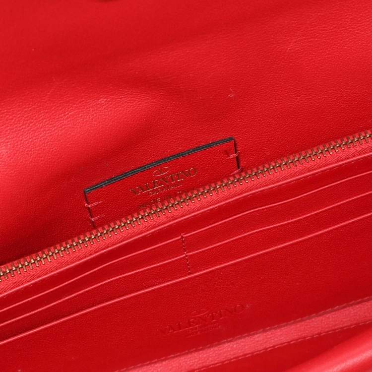 Pre Owned Valentino Red Leather VRing Shoulder Bag