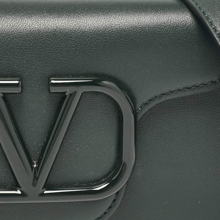 Pre Owned Valentino Dark Green Leather Small Loco Shoulder Bag
